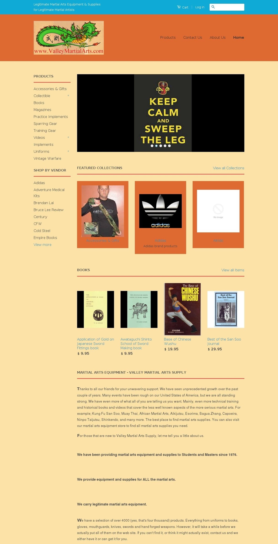 valleymartialartssupply.com — Shopify storefront screenshot