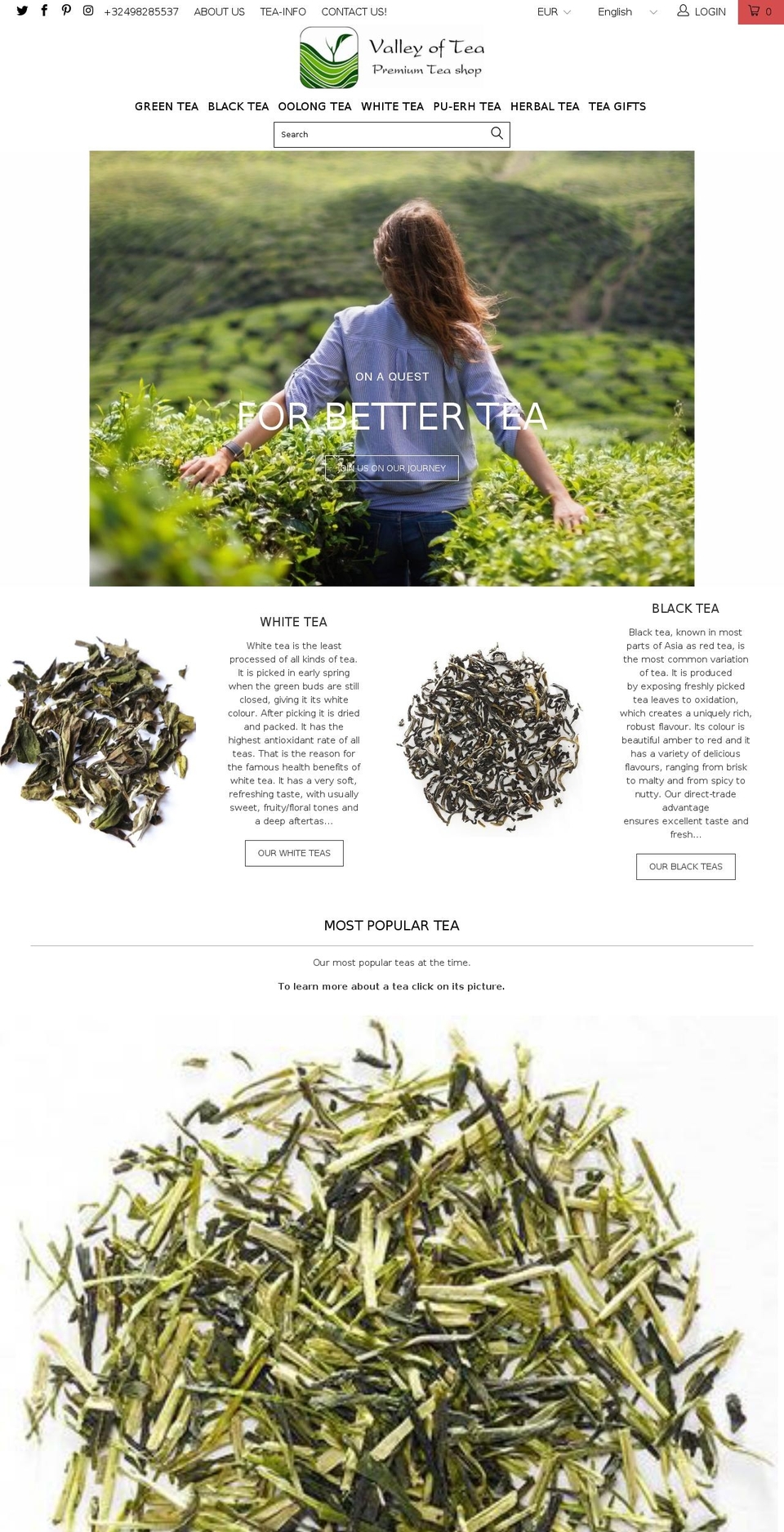 August Shopify theme site example valleyoftea.com