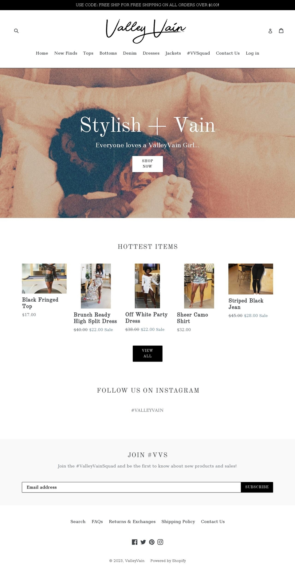 valleyvain.com — Shopify storefront screenshot