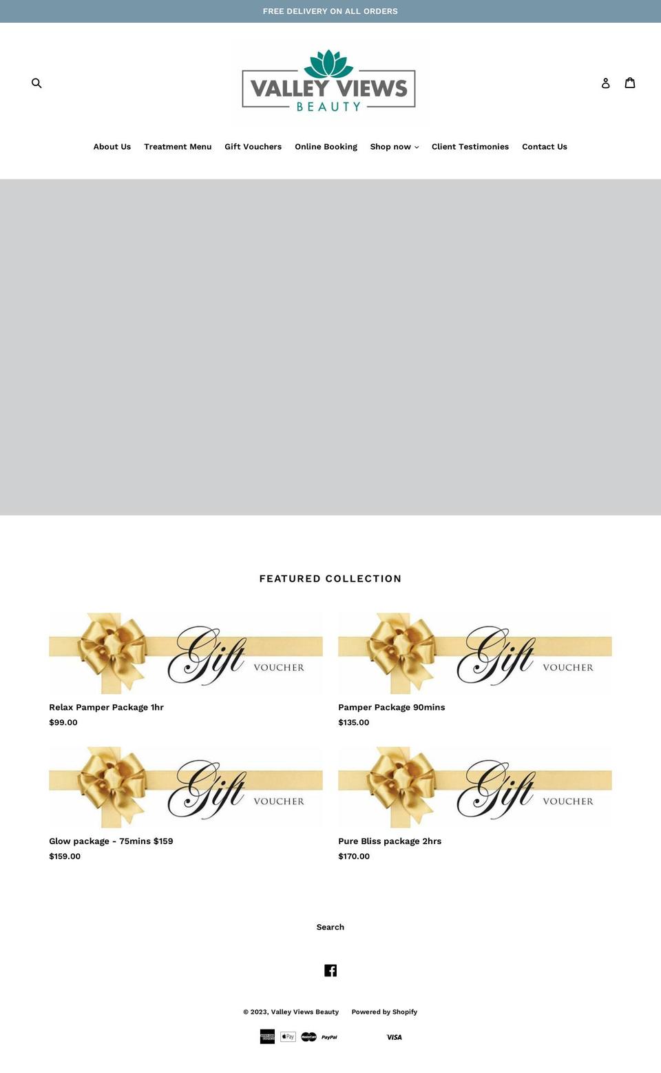 valleyviewsbeauty.com.au shopify website screenshot