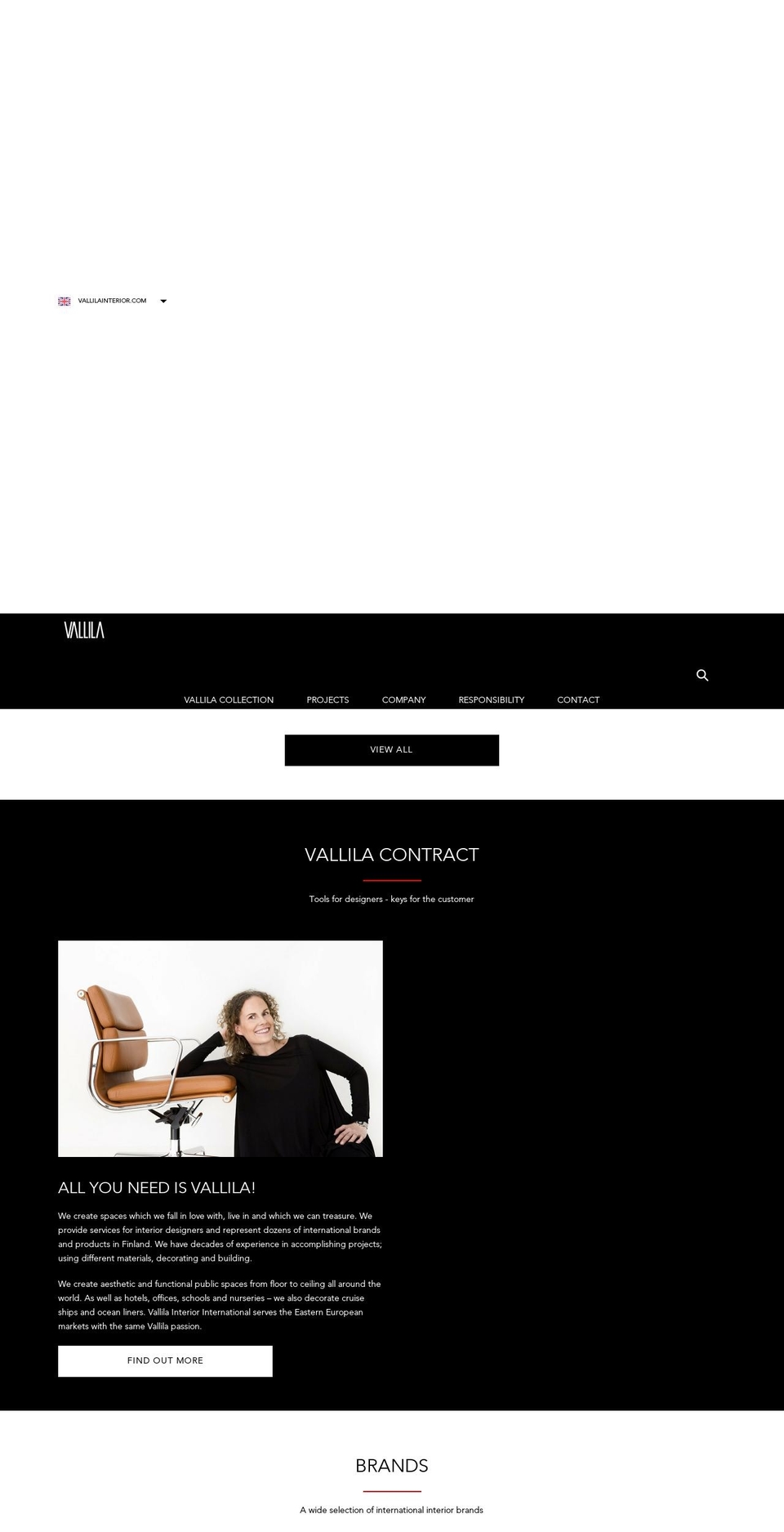 vallilainterior.com shopify website screenshot