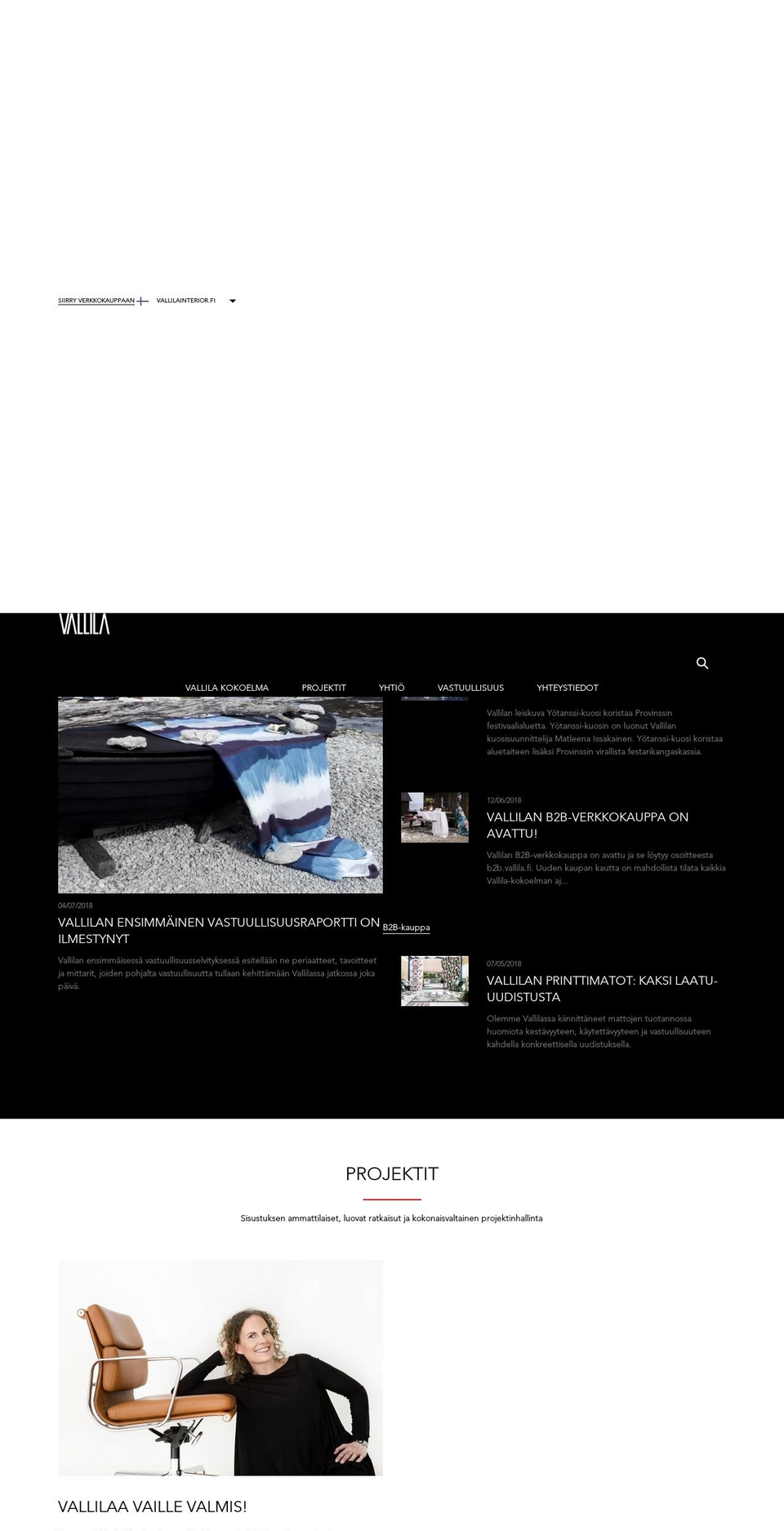 vallilainterior.fi shopify website screenshot