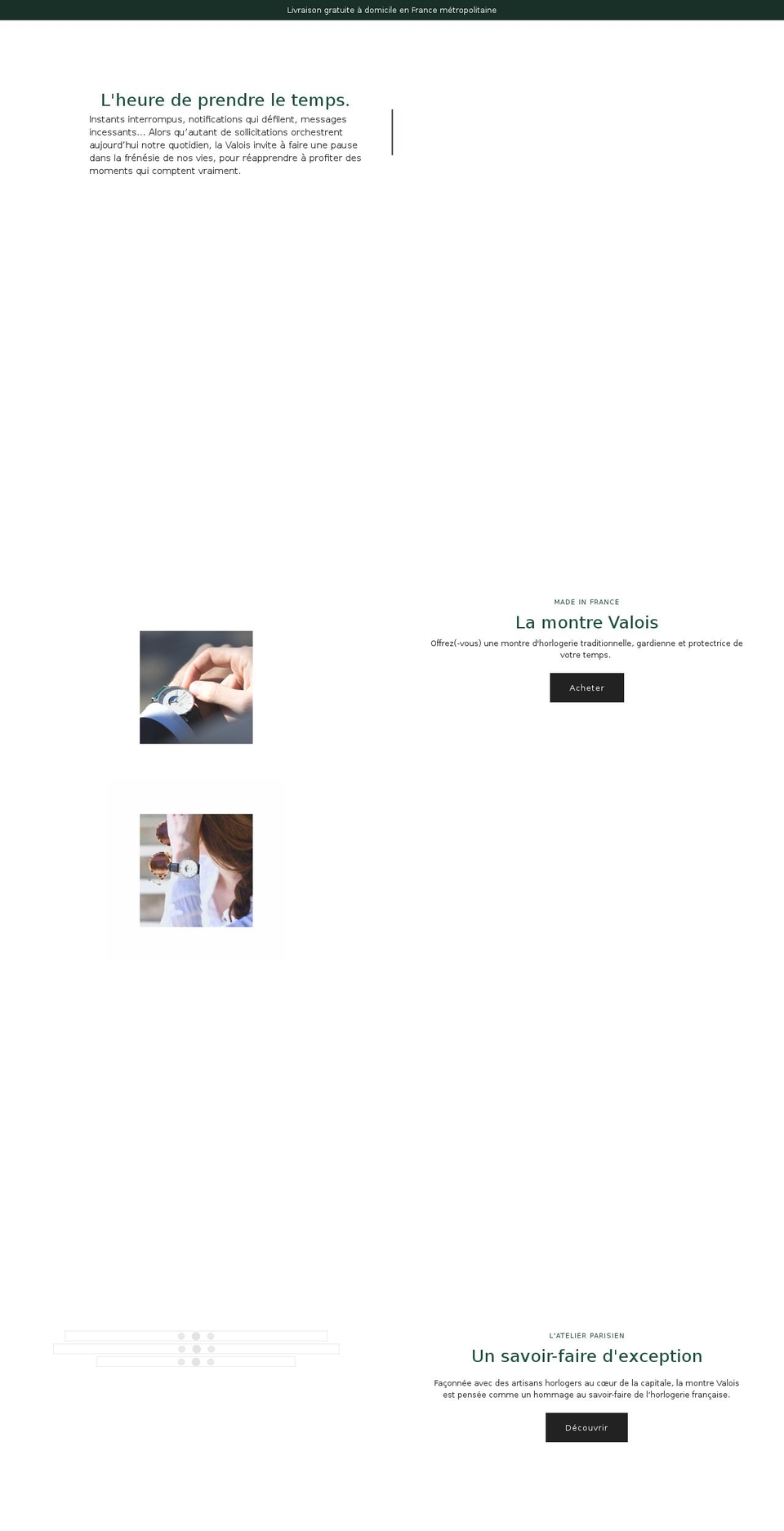 valois-montres.com shopify website screenshot