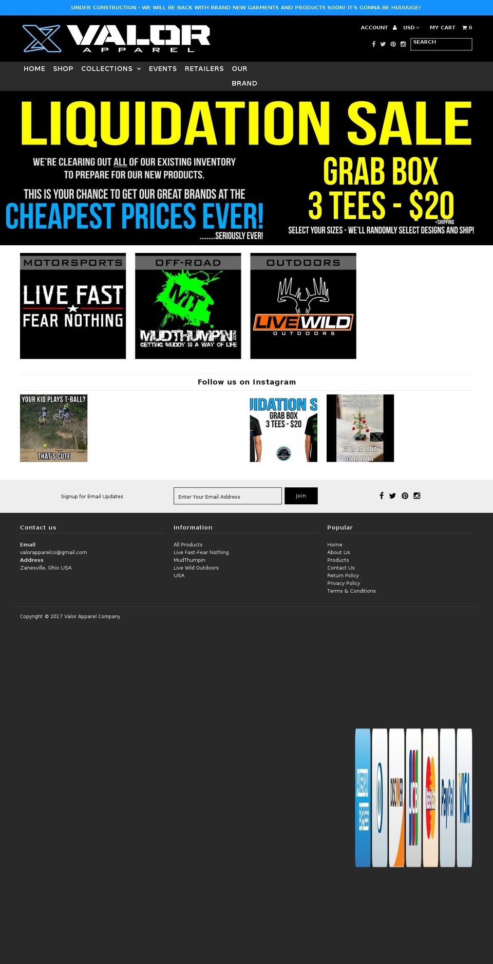 valorapparel.com shopify website screenshot