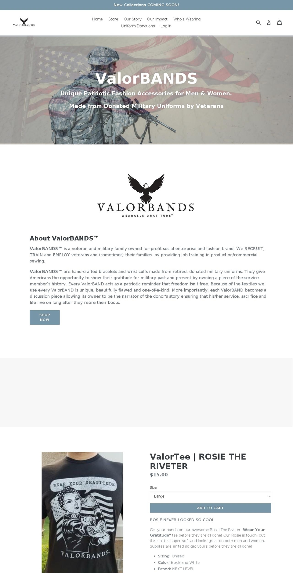 valorbands.com — Shopify storefront screenshot