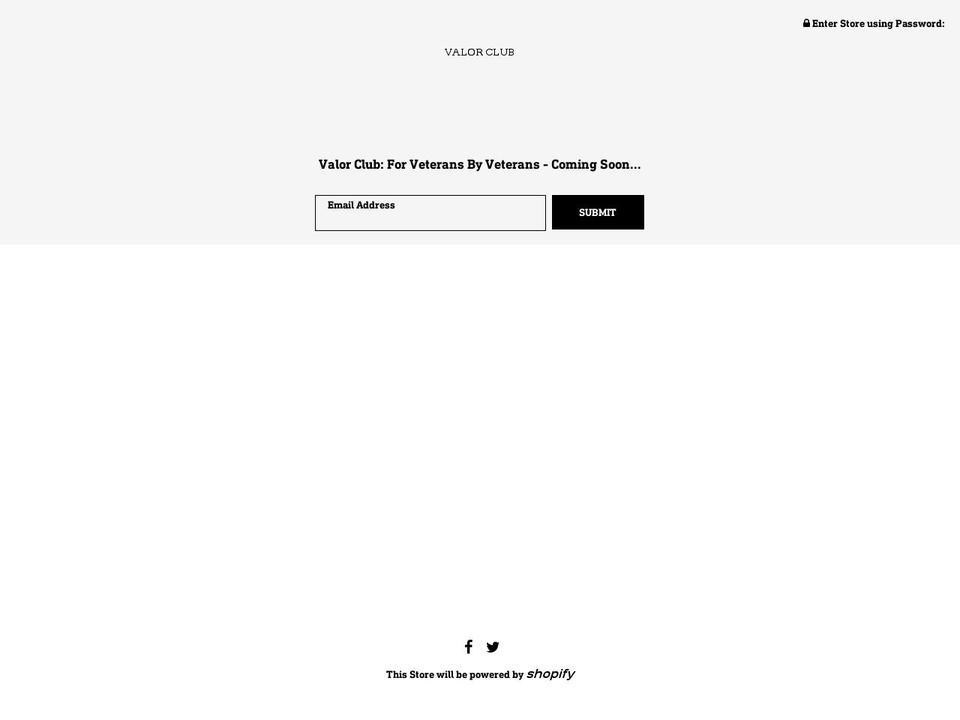 valorclubgear.com shopify website screenshot