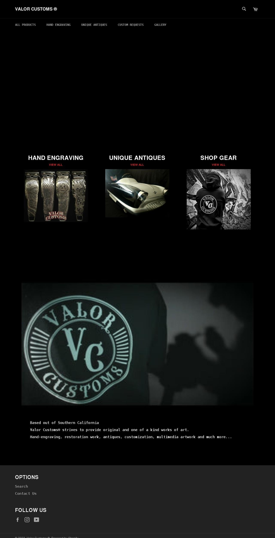 valorcustoms.store shopify website screenshot