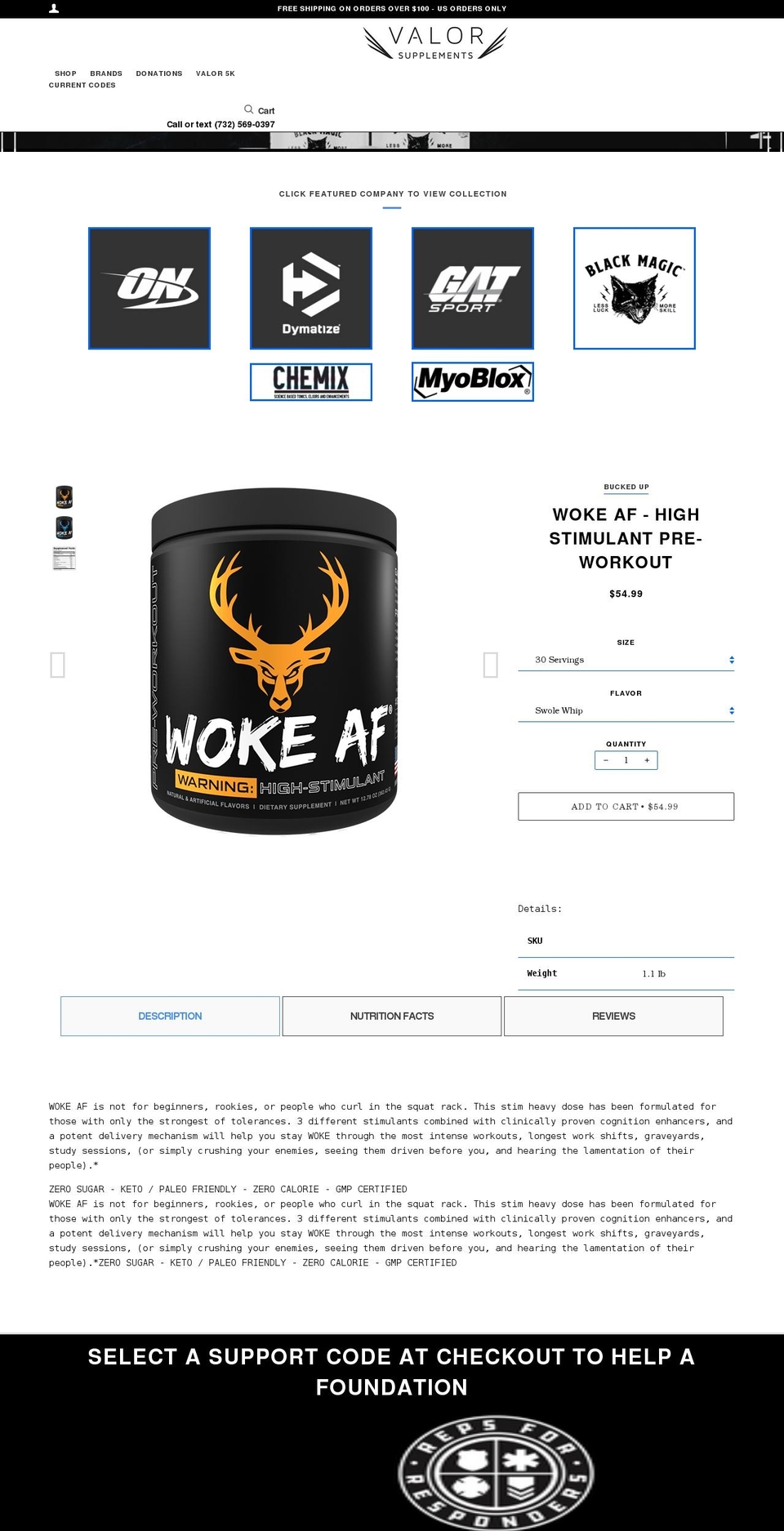 valorsupplements.net shopify website screenshot