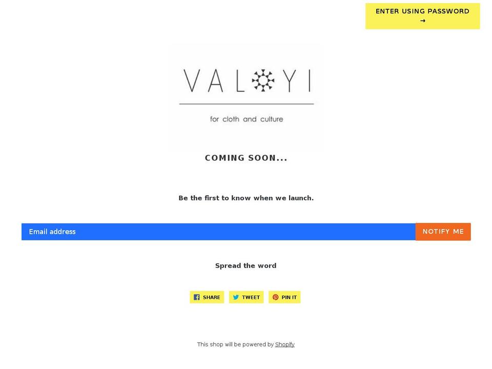 valoyi.com — Shopify storefront screenshot