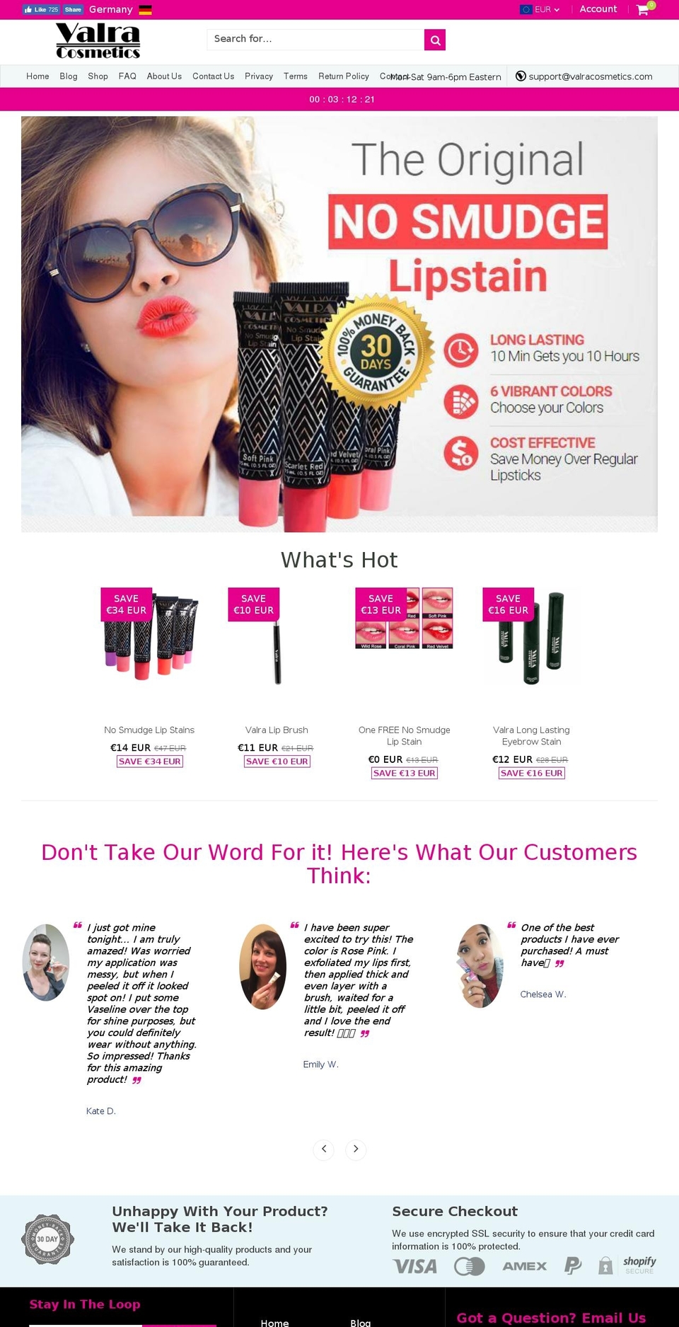 valracosmetics.com shopify website screenshot