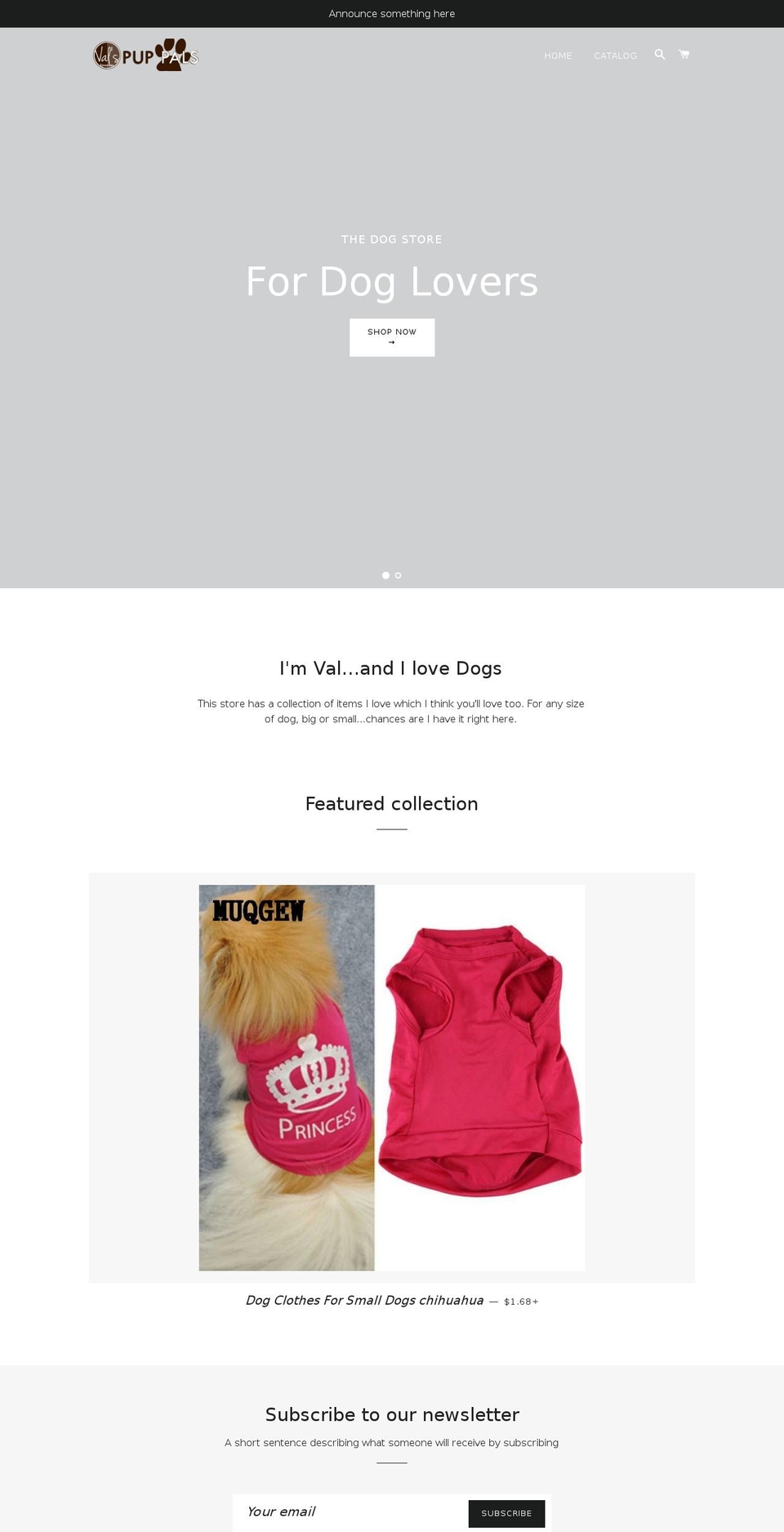 vals-pup-pals.myshopify.com shopify website screenshot
