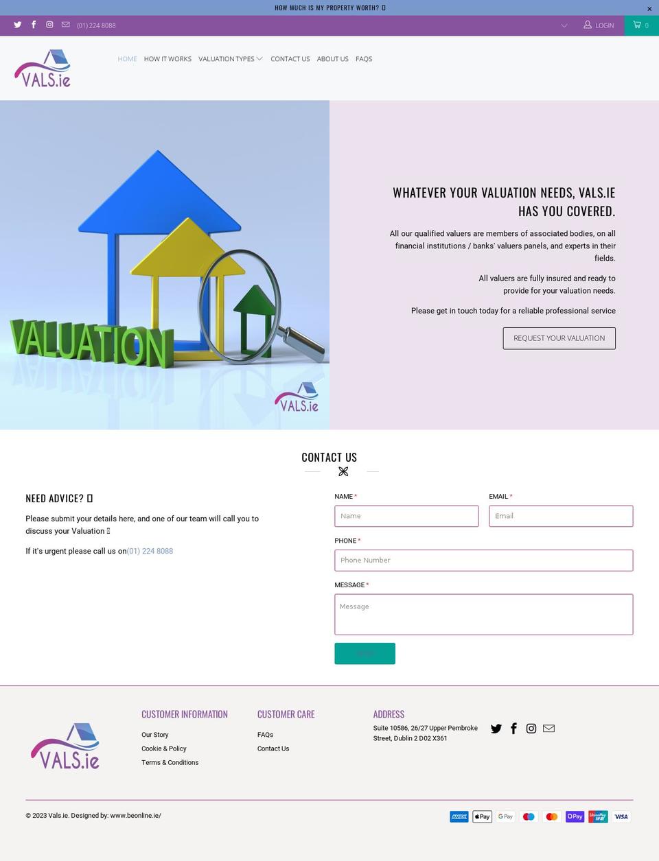 vals.ie shopify website screenshot