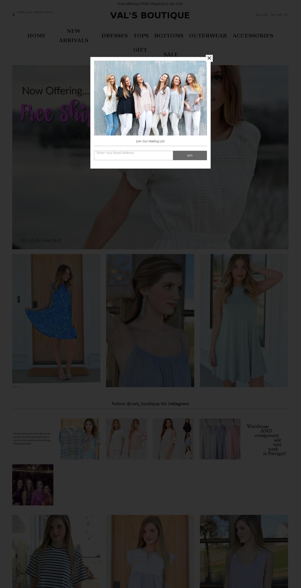 valsboutiqueonline.com shopify website screenshot