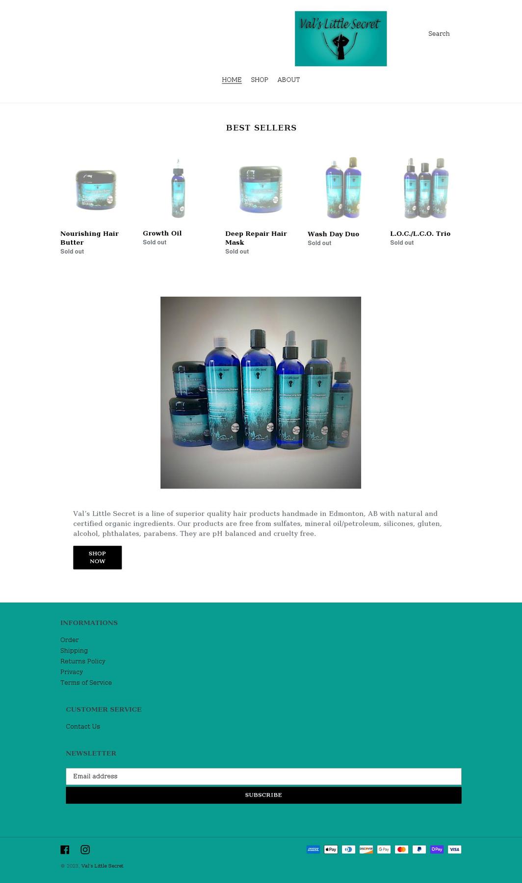 valslittlesecret.com shopify website screenshot