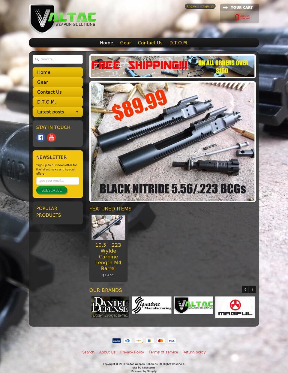 valtacweaponsolutions.com — Shopify storefront screenshot