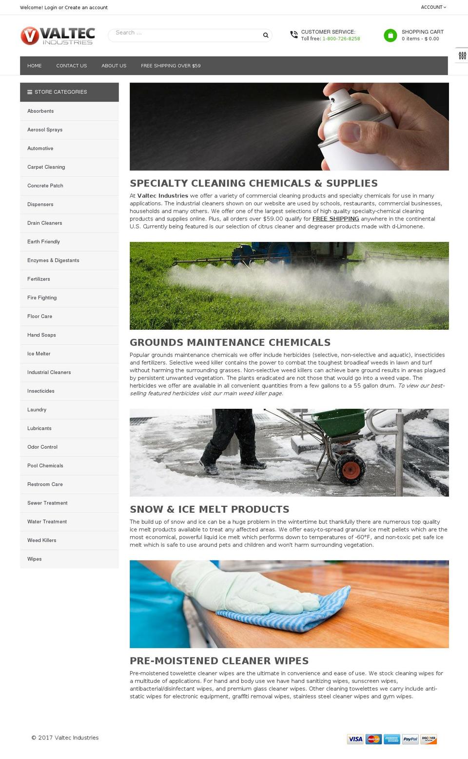 valtecindustries.com shopify website screenshot