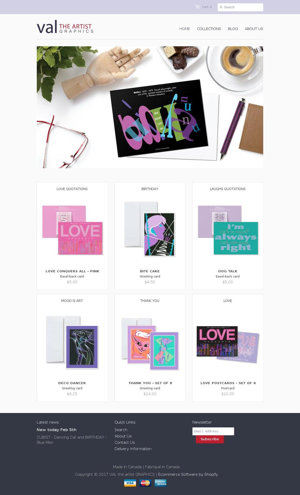 valtheartistgraphics.com shopify website screenshot