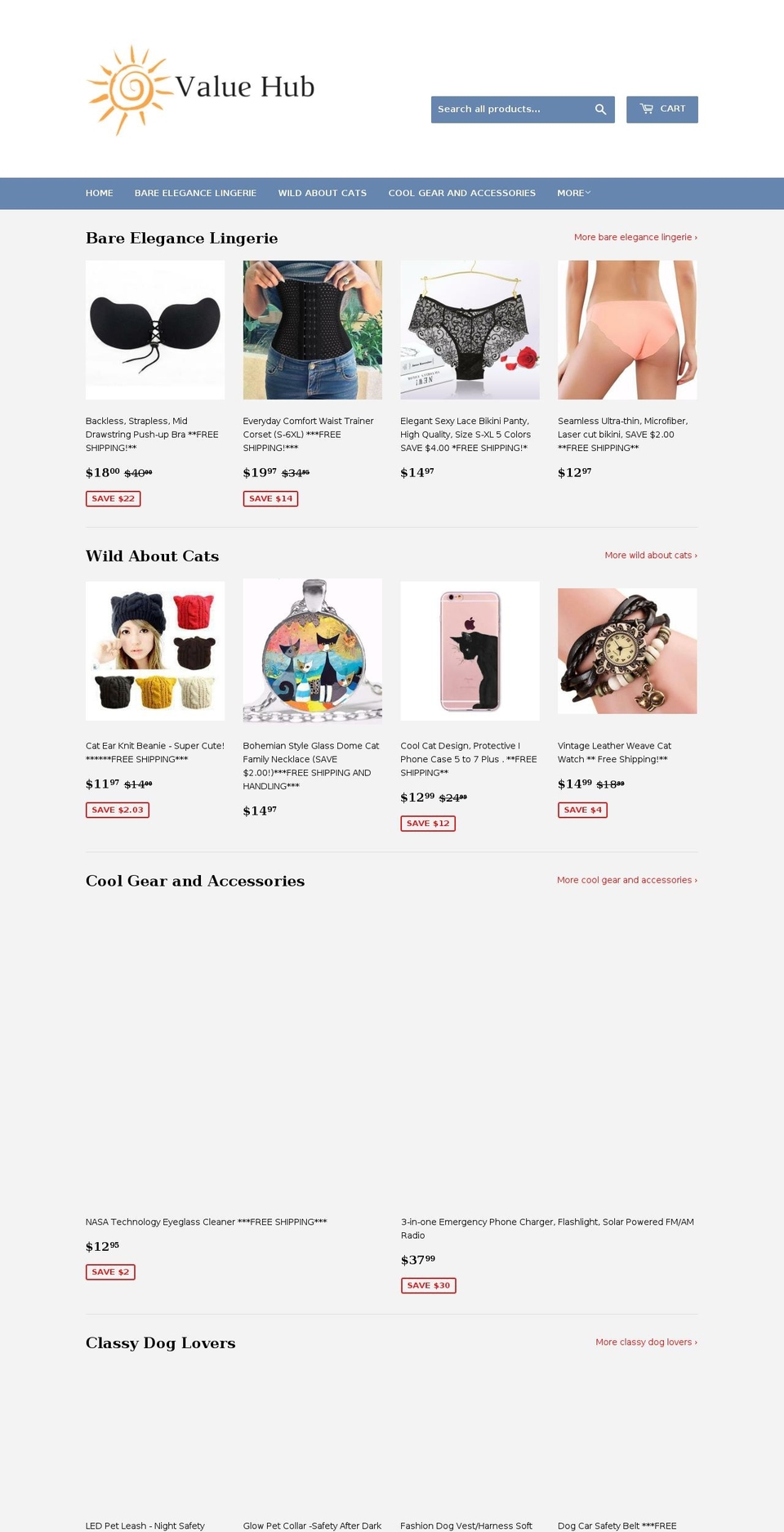 valuehub1.com — Shopify storefront screenshot