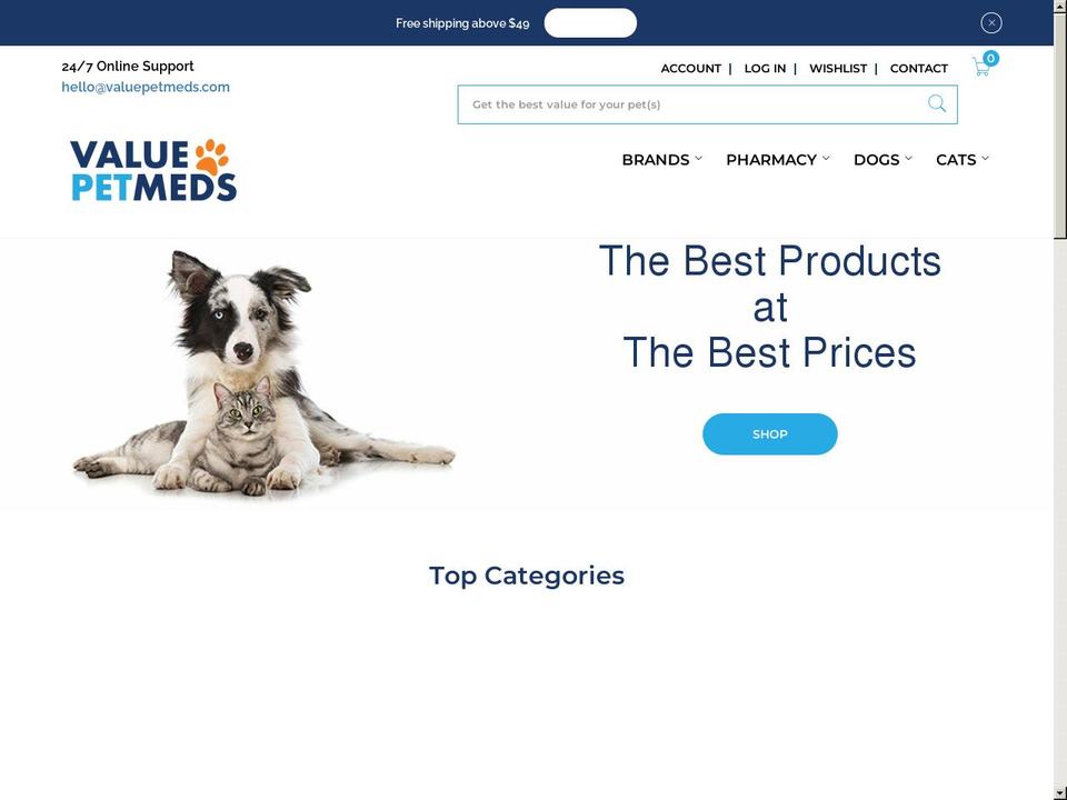 valuepetmeds.com shopify website screenshot