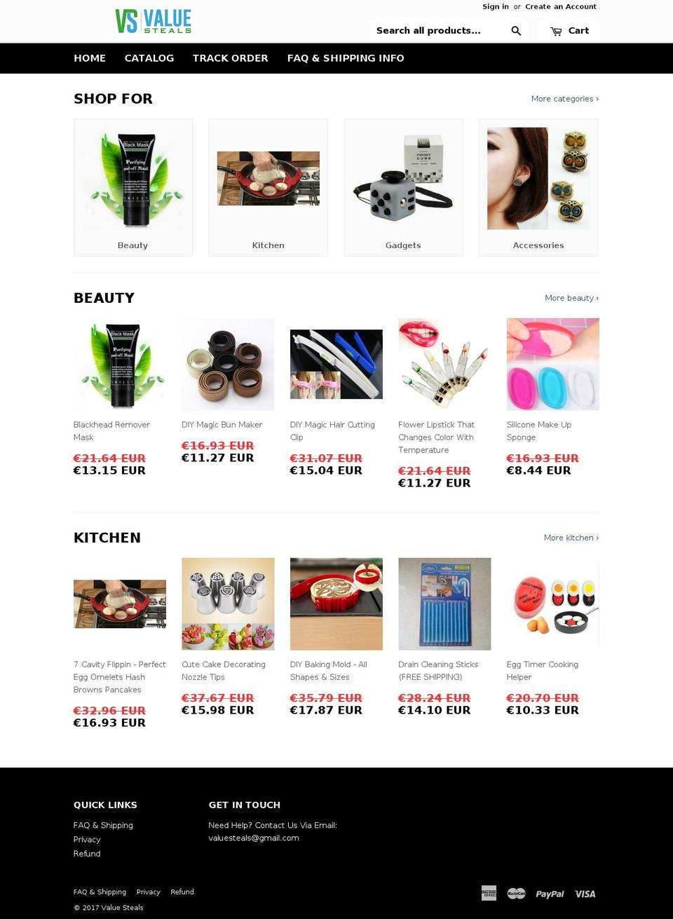 valuesteals.com shopify website screenshot