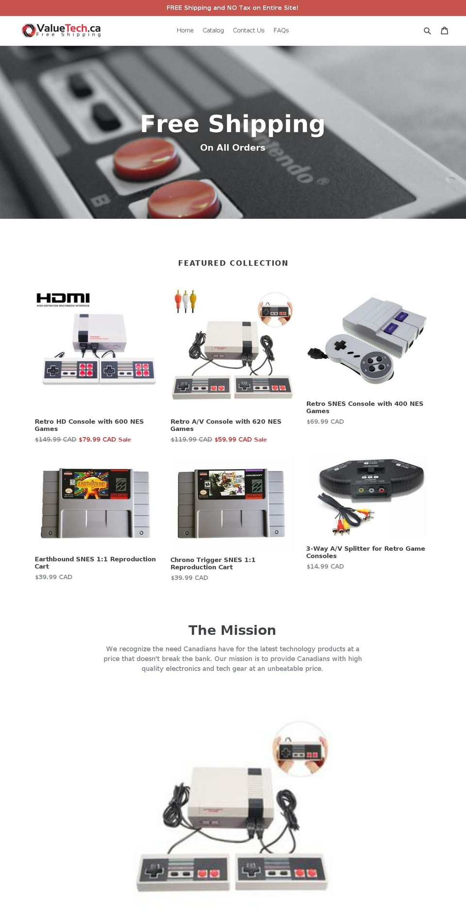 valuetech.ca shopify website screenshot