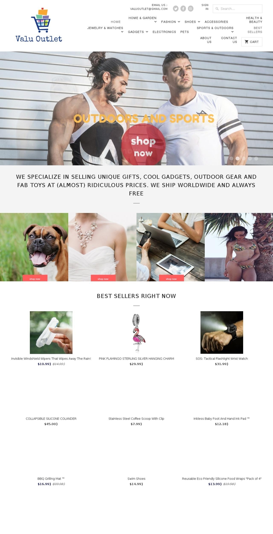 valuoutlet.com shopify website screenshot