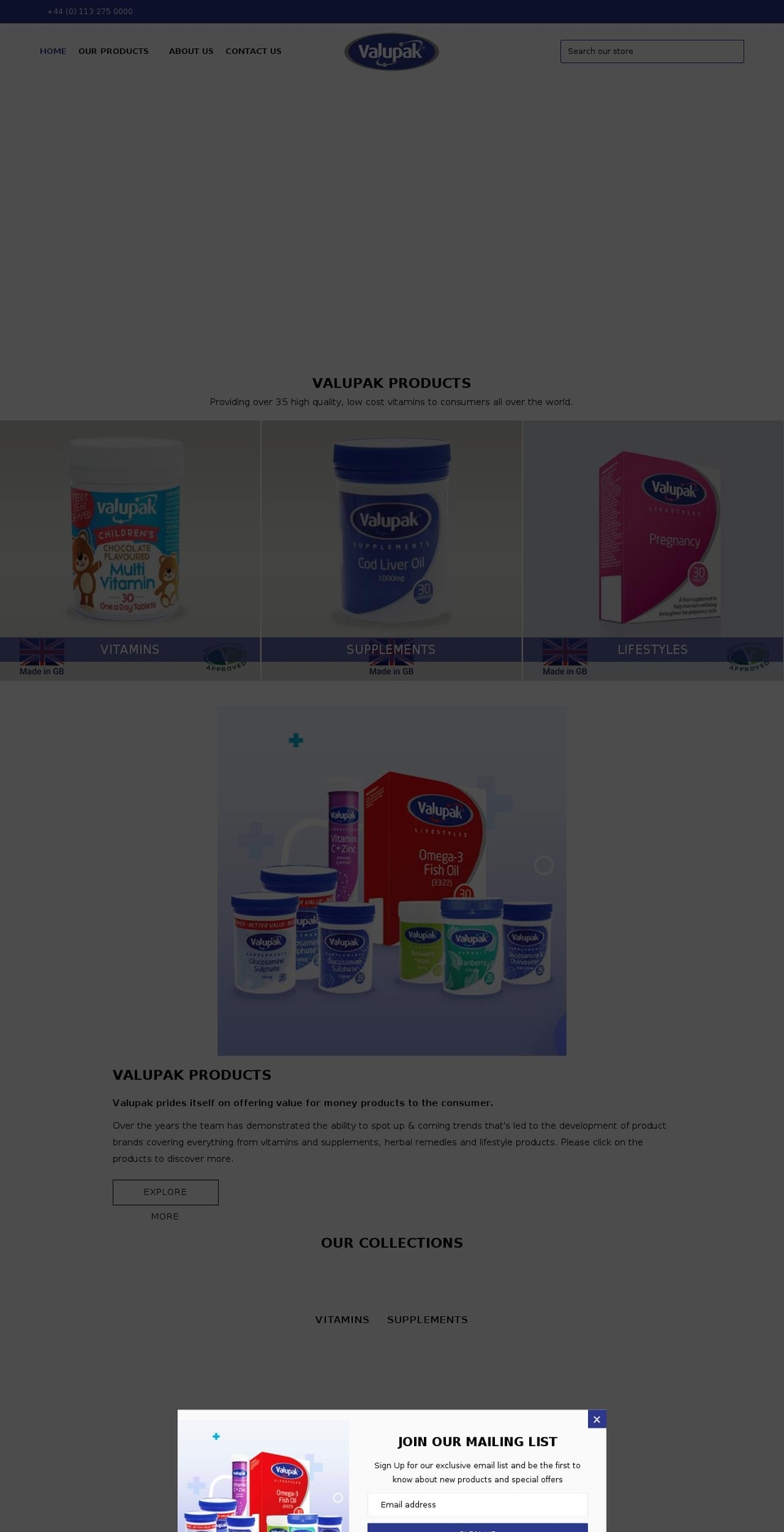 valupak.co.uk shopify website screenshot