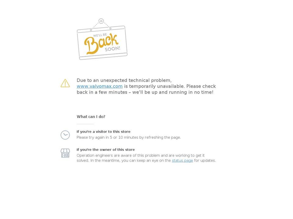 valvomax.net shopify website screenshot