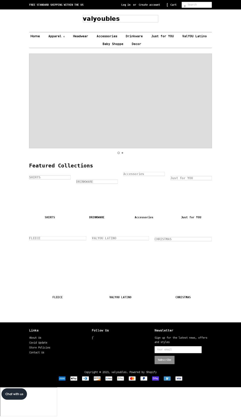 valyoubles.com shopify website screenshot