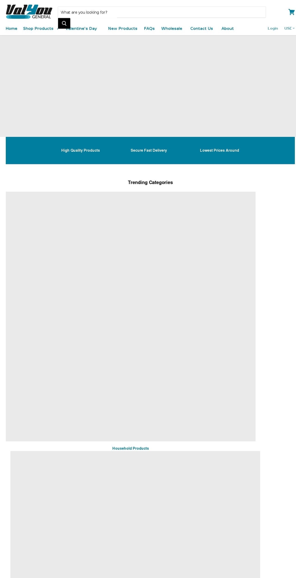 valyougeneral.com shopify website screenshot