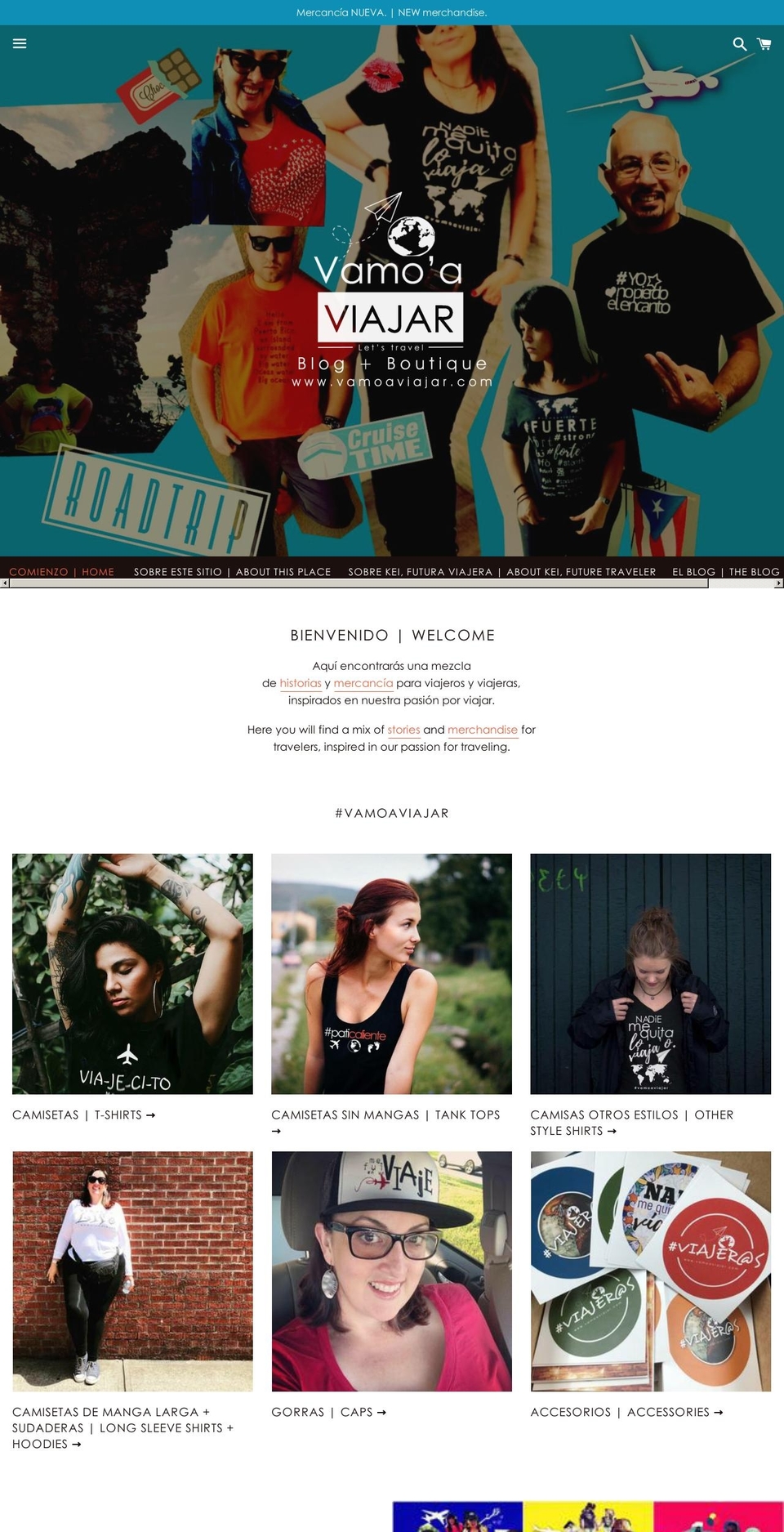 vamoaviajarkei.com — Shopify storefront screenshot