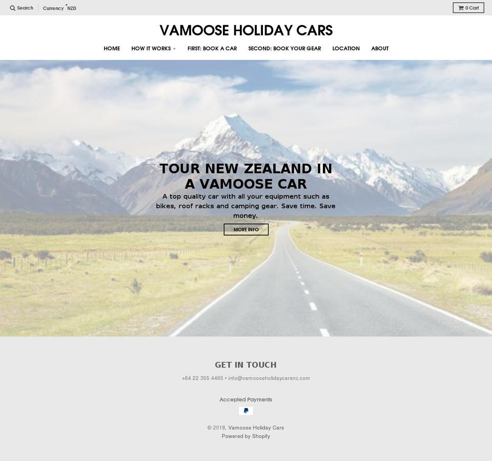 vamoose.co.nz shopify website screenshot