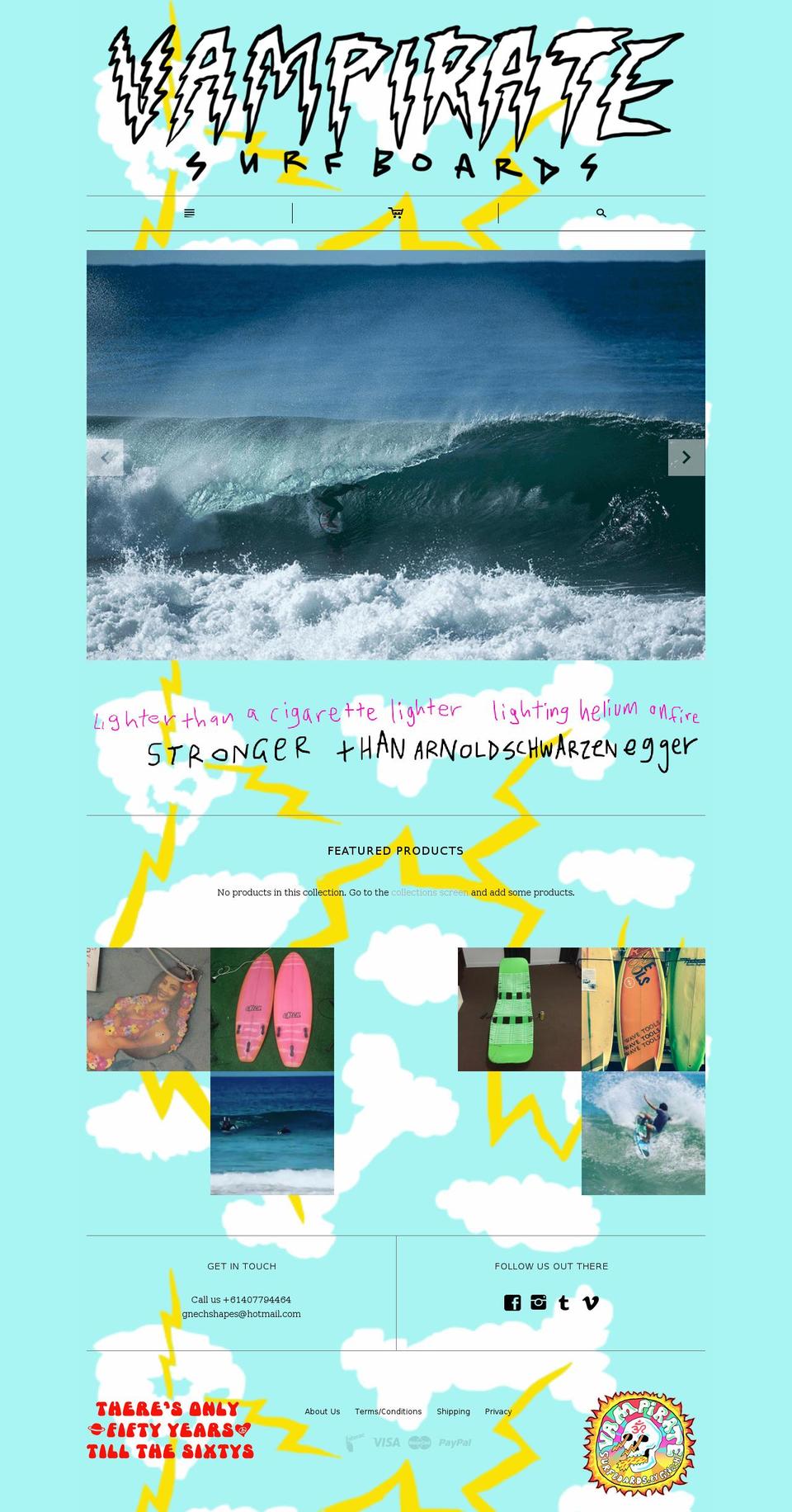 vampiratesurfboards.com shopify website screenshot