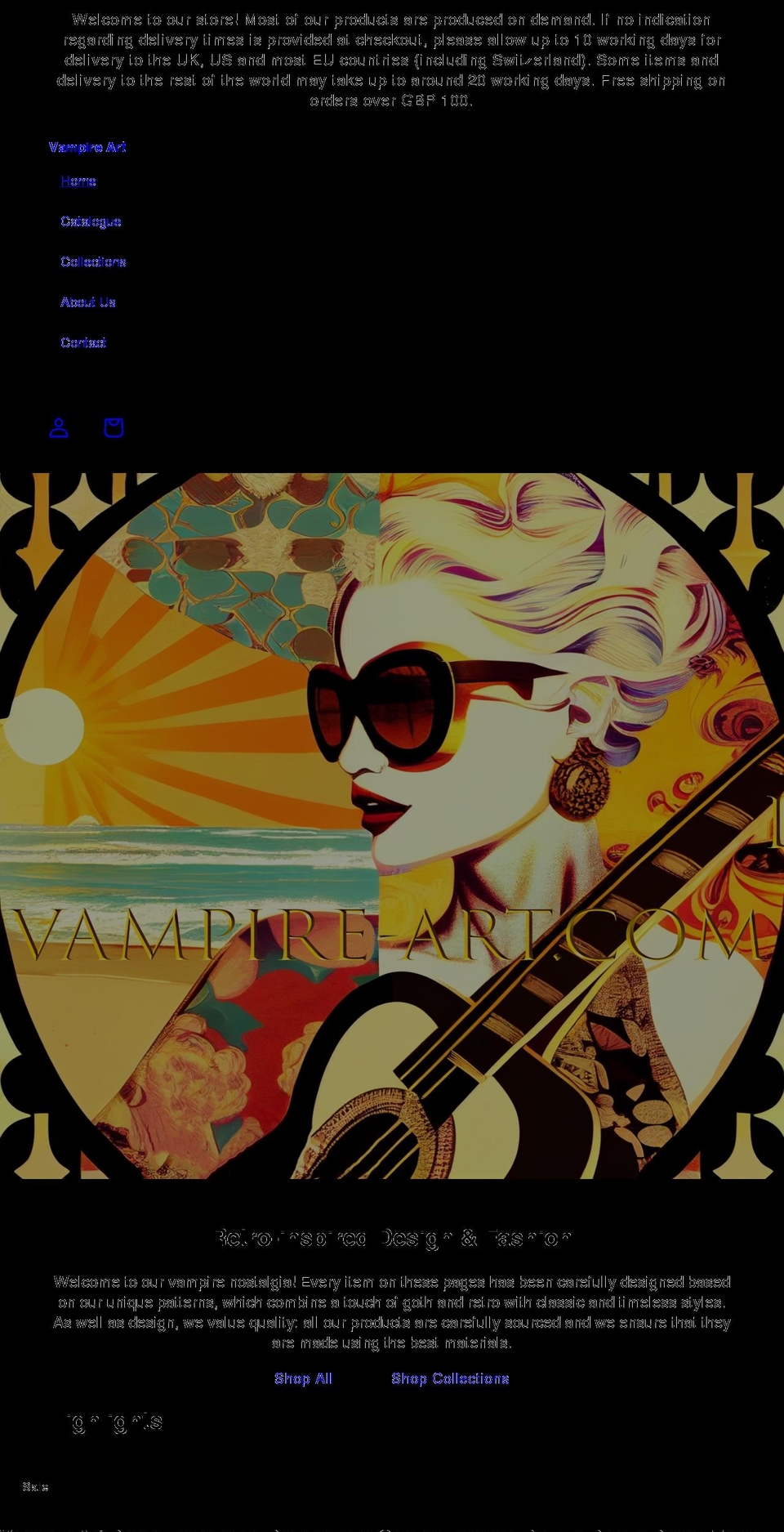 vampire-art.com shopify website screenshot