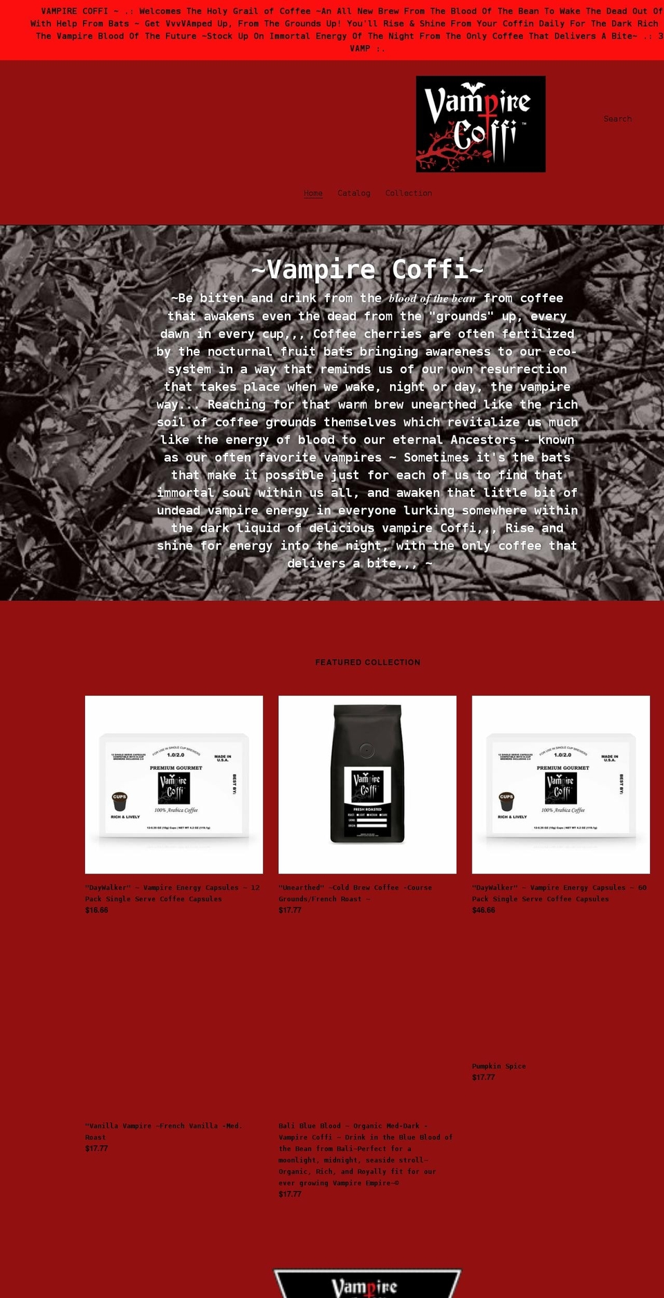 vampirecoffi.myshopify.com shopify website screenshot