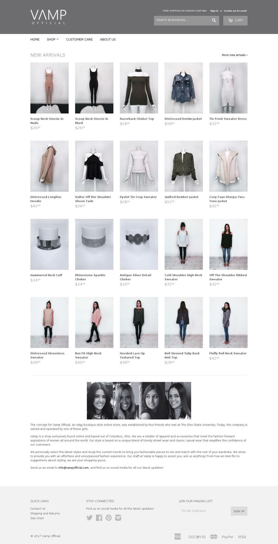 vampofficial.com shopify website screenshot