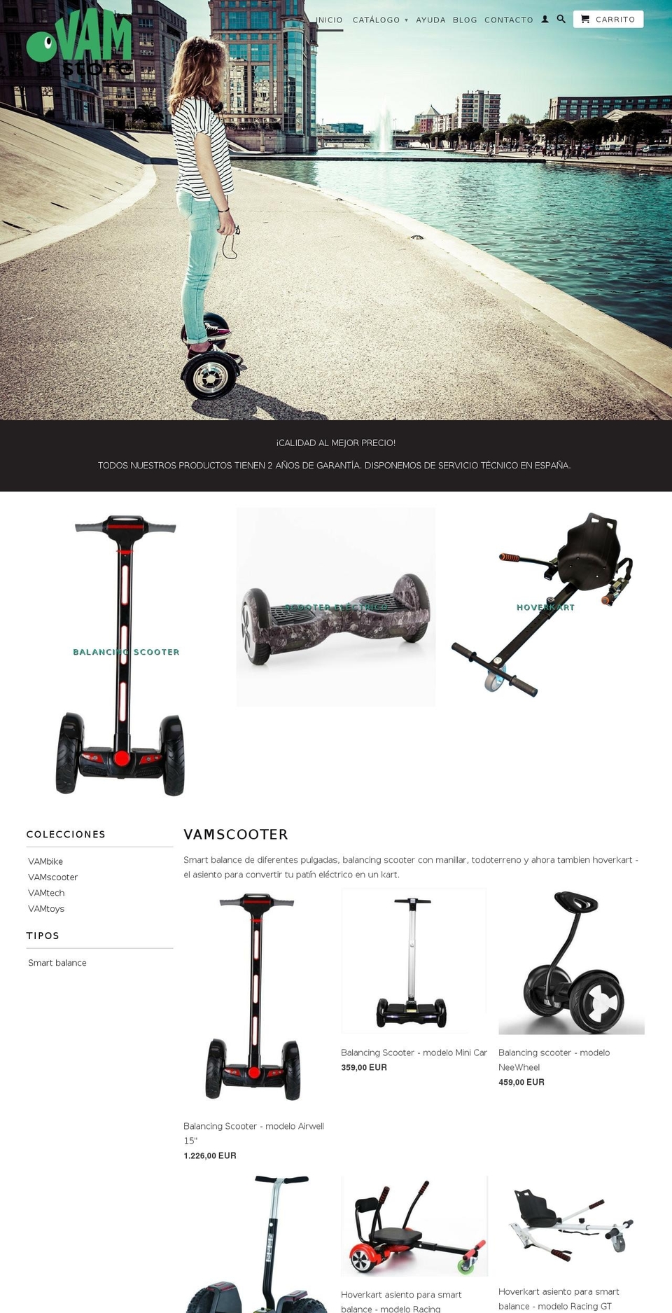 vamstore.com shopify website screenshot