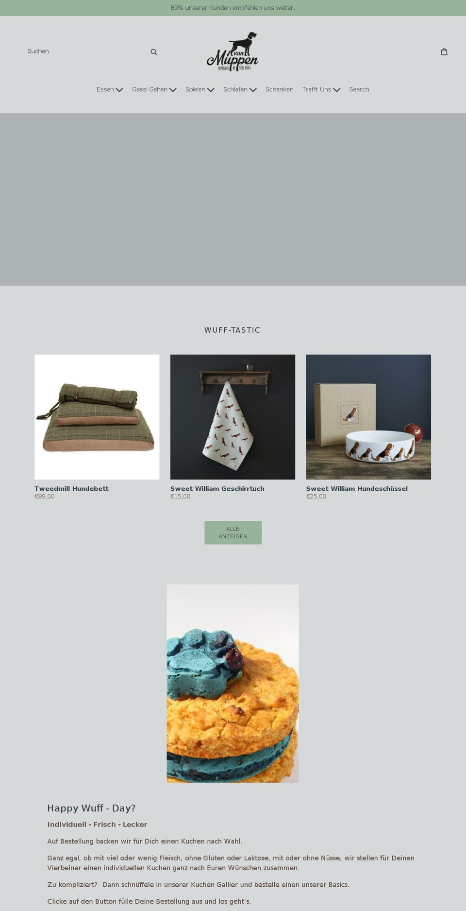 van-muppen.dog shopify website screenshot