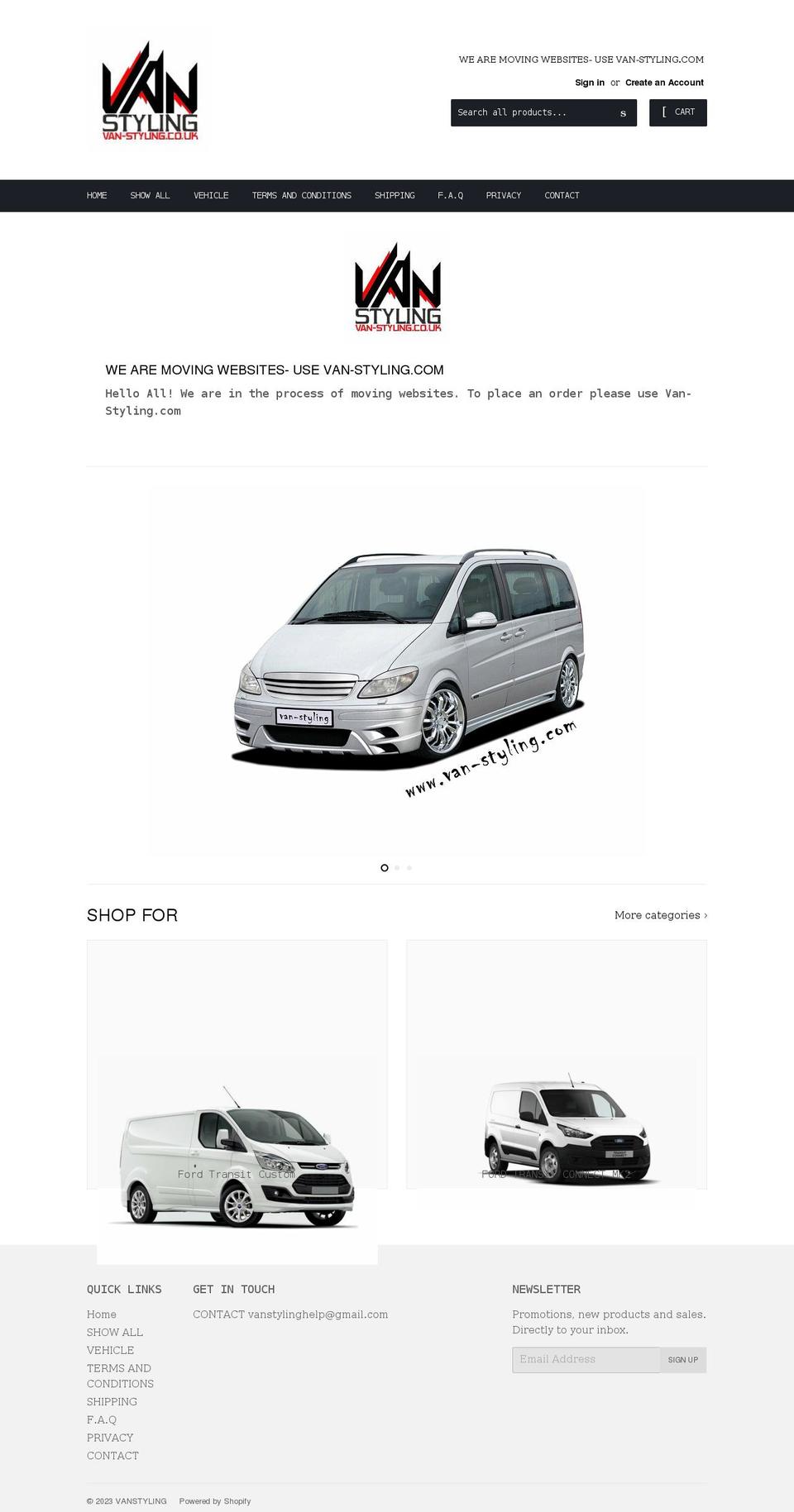 van-styling.co.uk shopify website screenshot