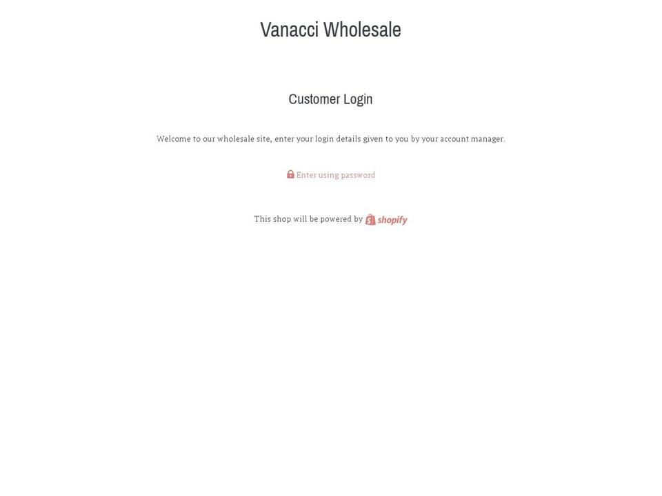 vanacciwholesale.com shopify website screenshot