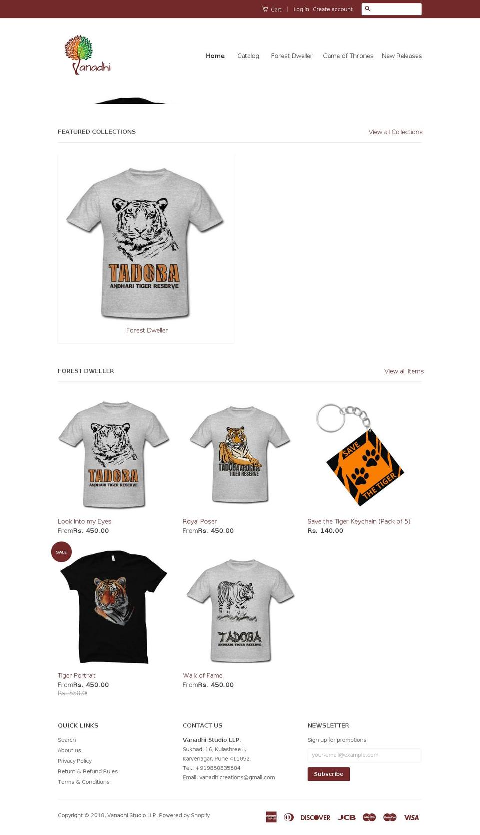 vanadhi.com shopify website screenshot