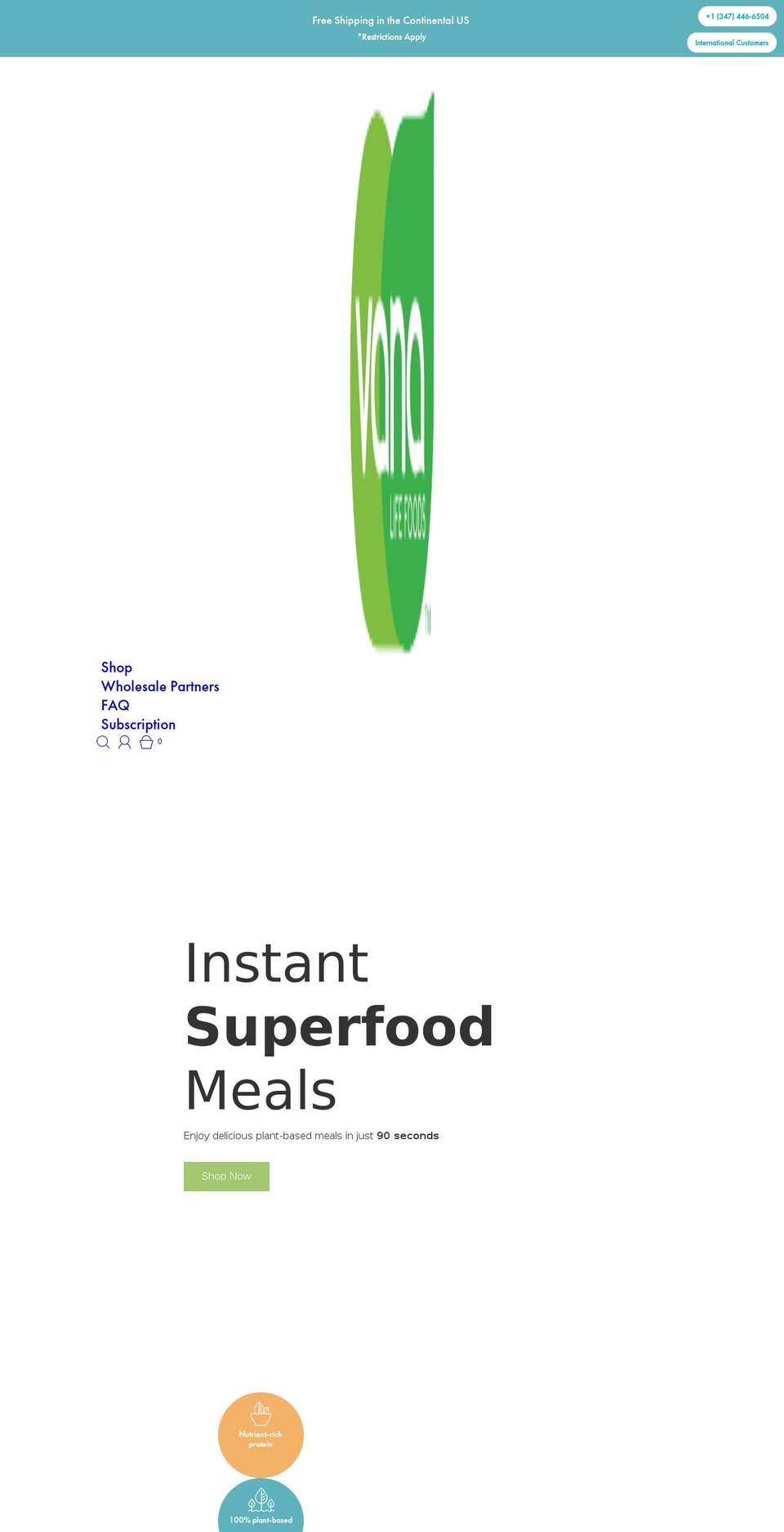 vanalifefoods.com shopify website screenshot