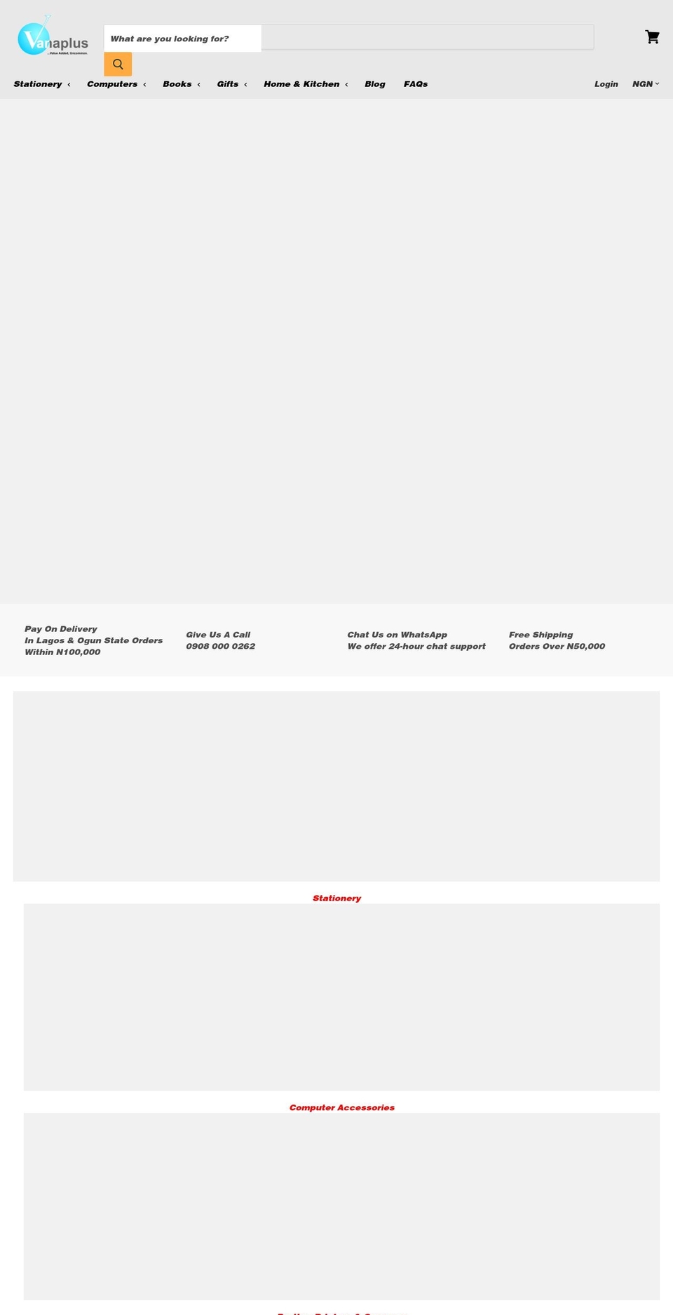 vanaplus.myshopify.com shopify website screenshot