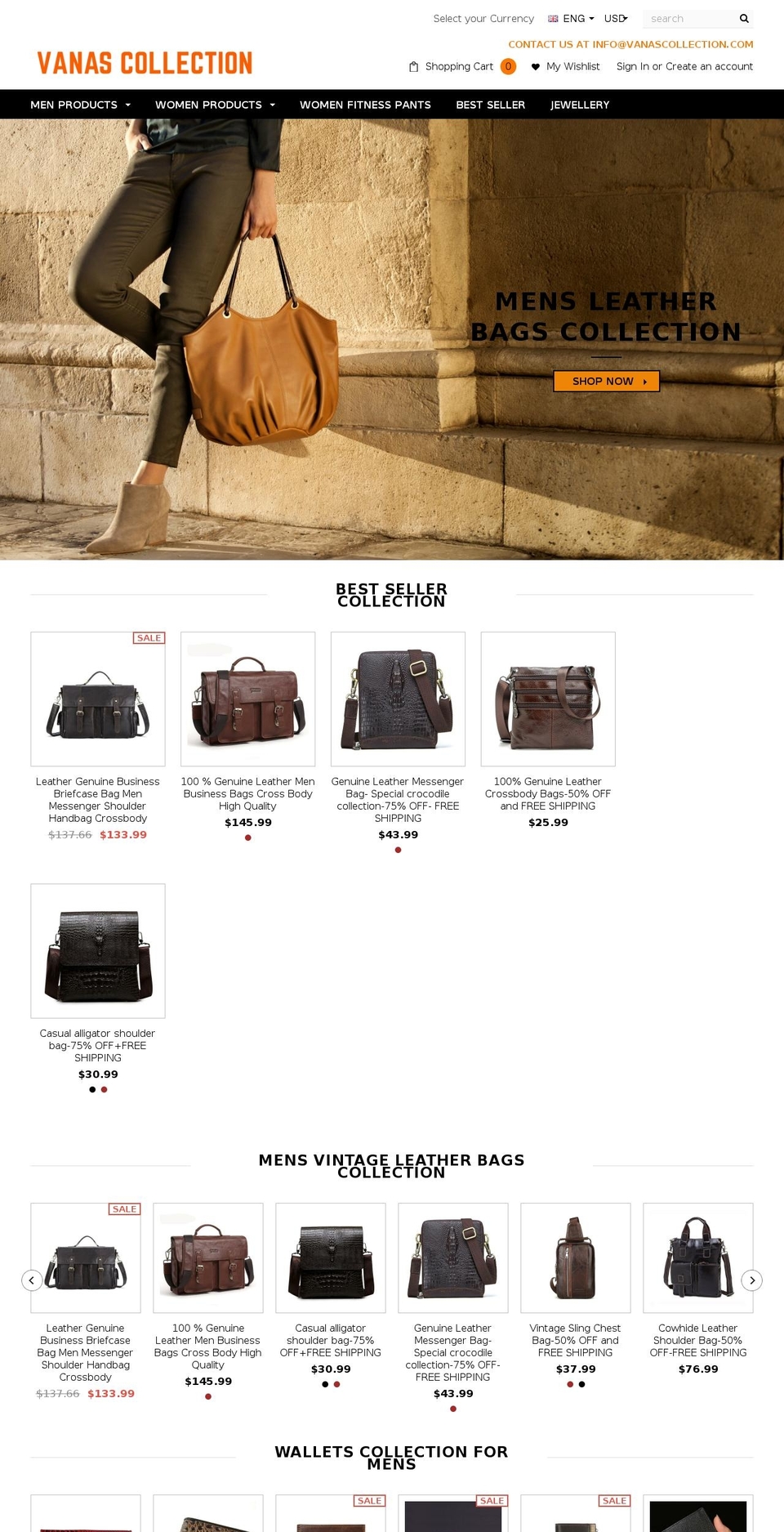 vanascollection.com — Shopify storefront screenshot