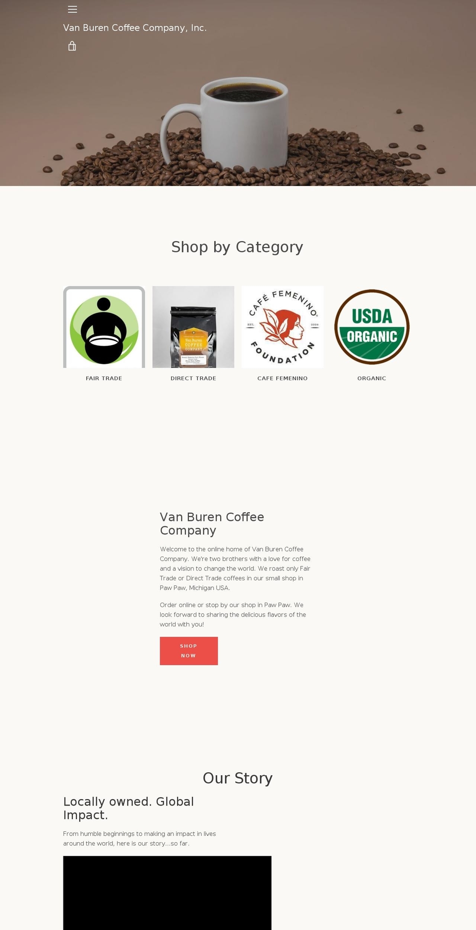 vanburencoffee.com shopify website screenshot