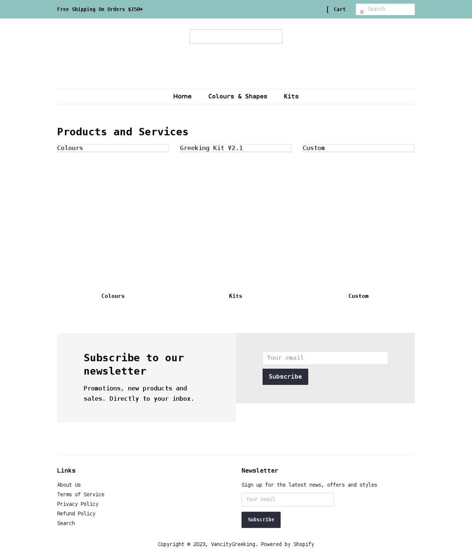 vancitygreeking.com shopify website screenshot