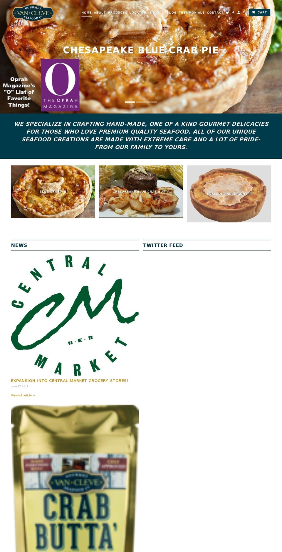 vancleveseafoodco.com — Shopify storefront screenshot