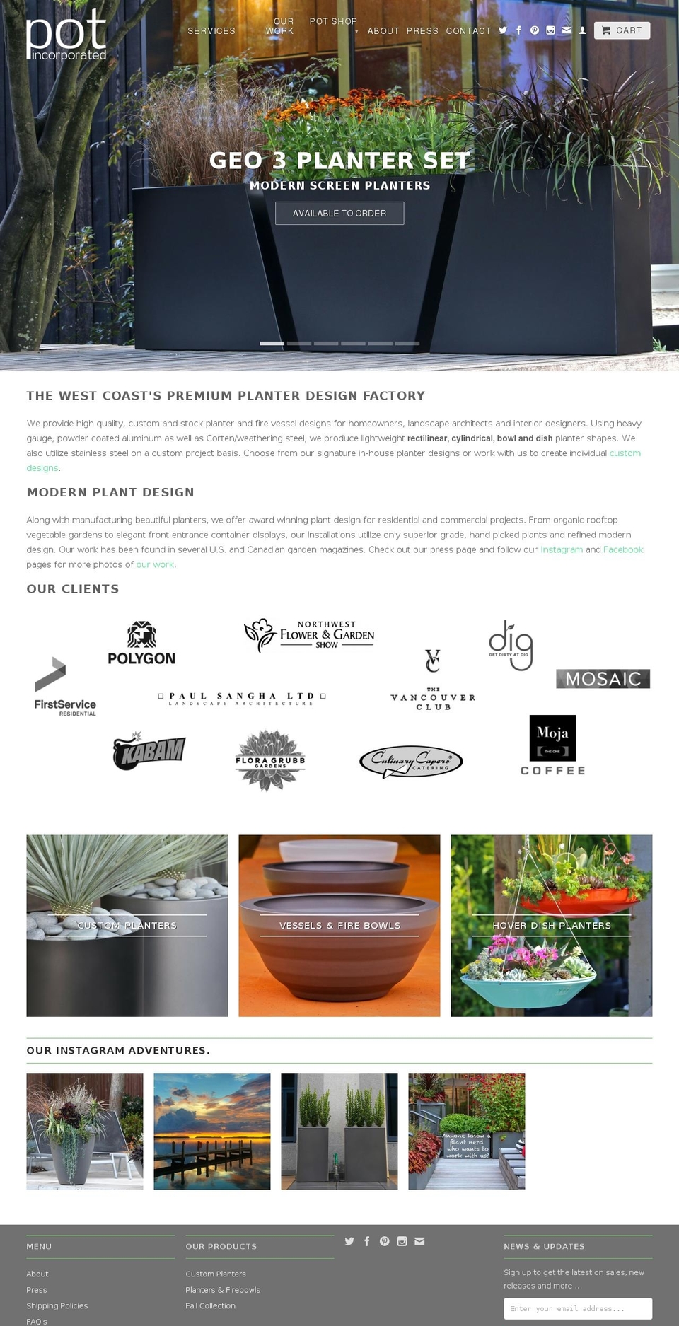 vancouvercustomplanters.com shopify website screenshot