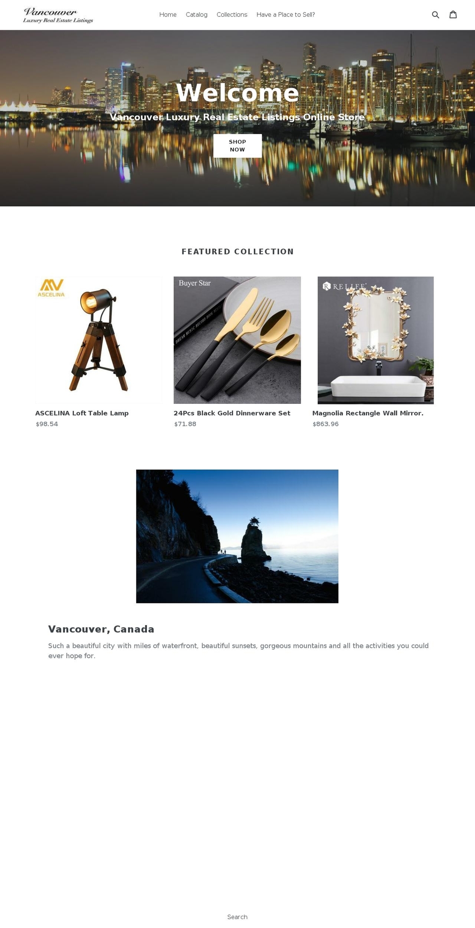 vancouverluxuryrealestatelistings.com — Shopify storefront screenshot