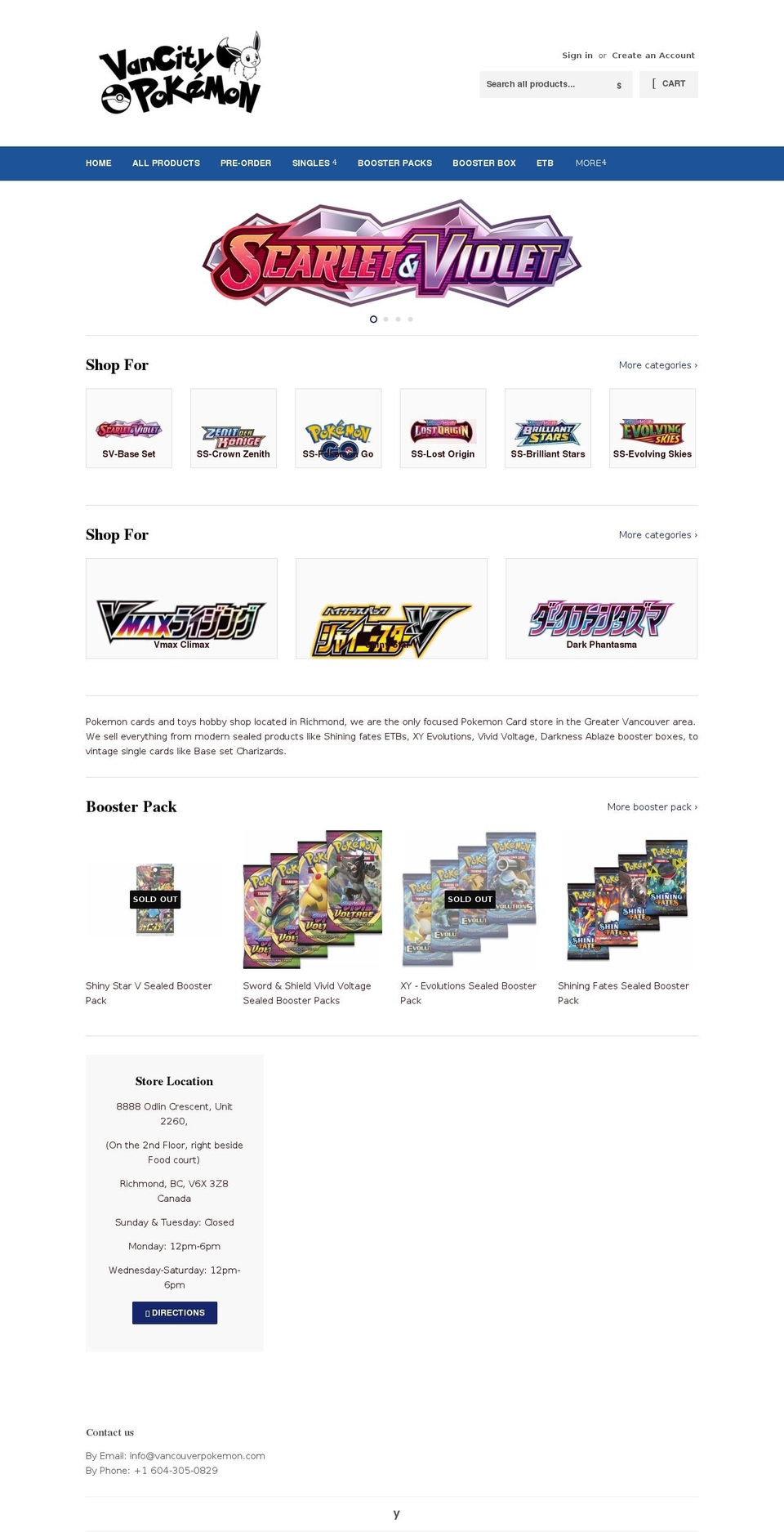 vancouverpokemon.com shopify website screenshot